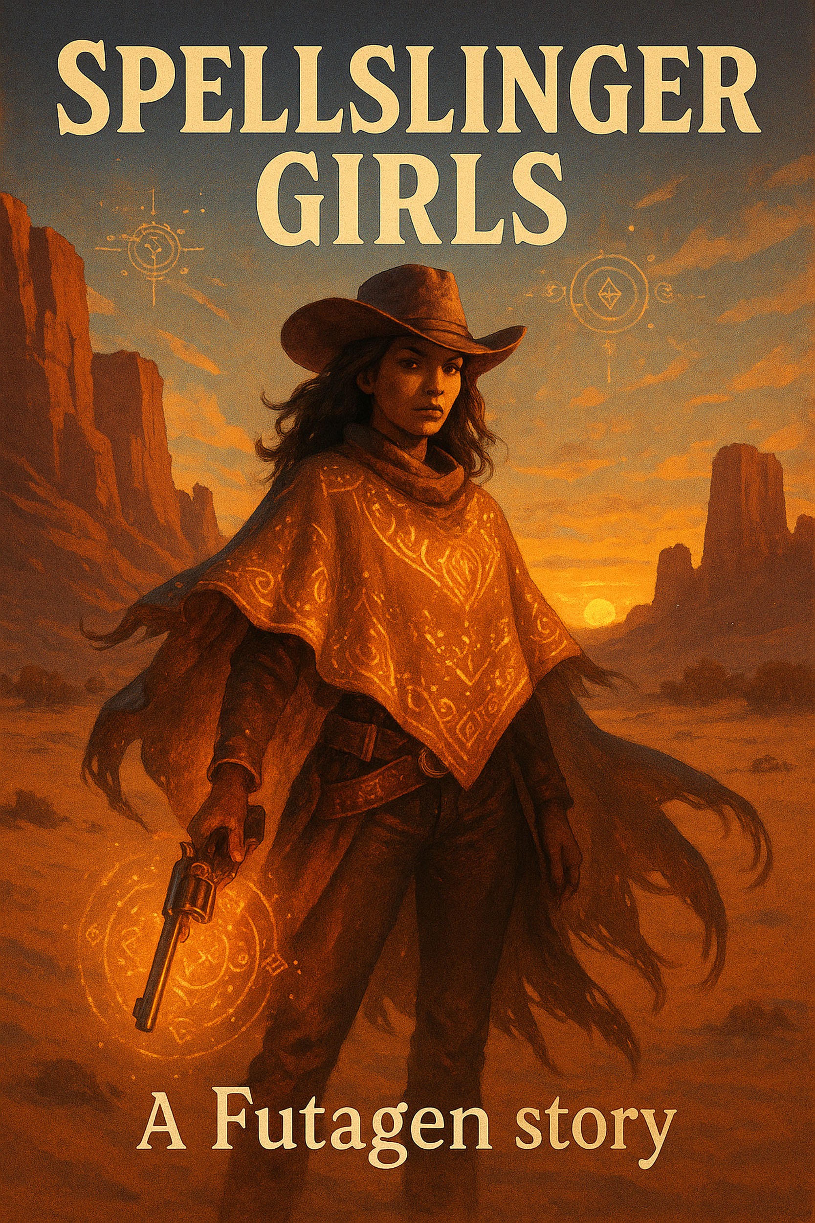 Book cover for Spellslinger Girls: A Futa on Female Dark Fantasy Western Story (Caldera Hex Book 1)