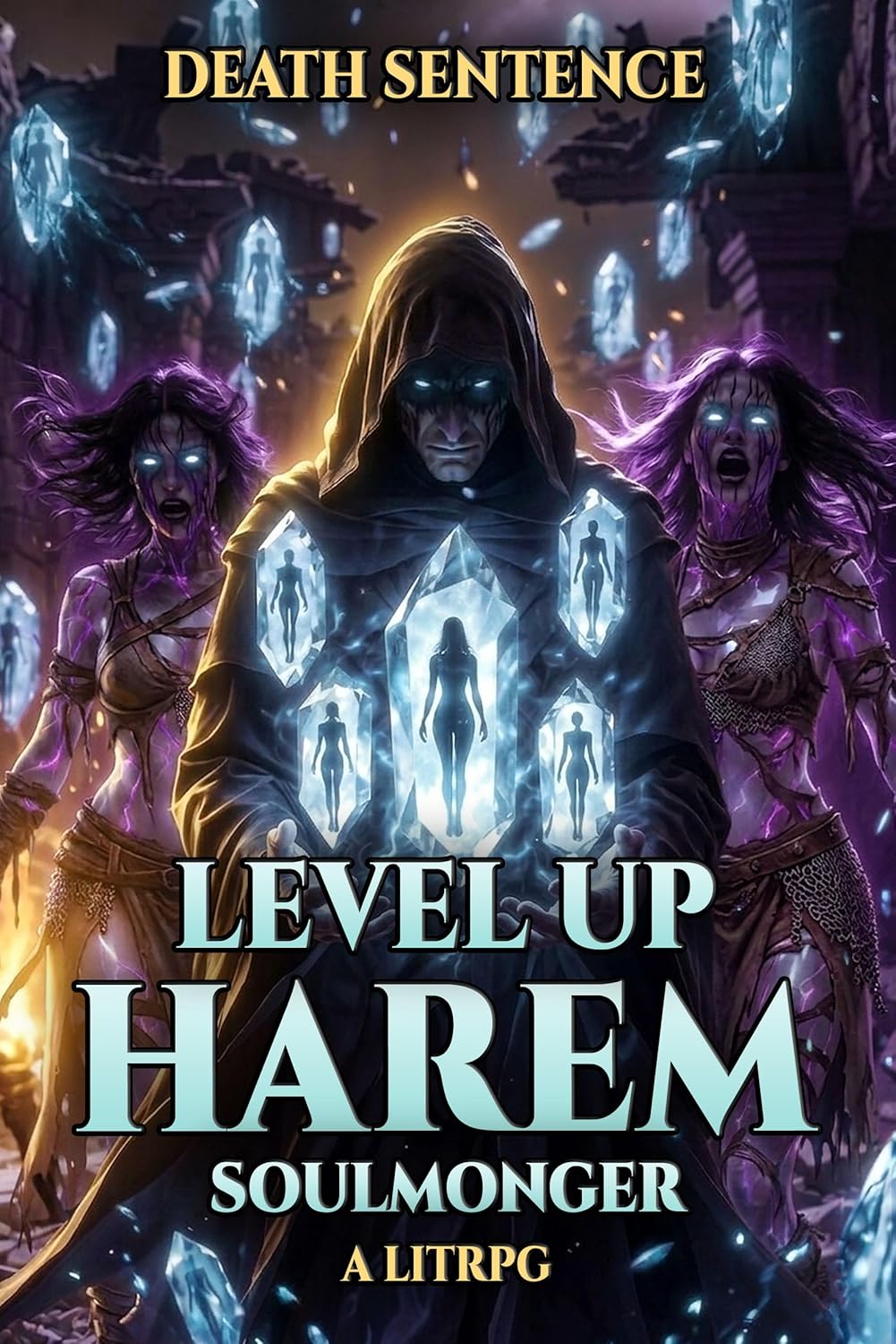 Death Sentence: A Grimdark Harem LitRPG - Level Up Harem Soulmonger Book 1 cover